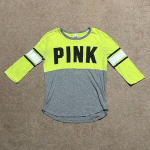 PINK Victoria's Secret Neon Three-Quarter Sleeve T-Shirt